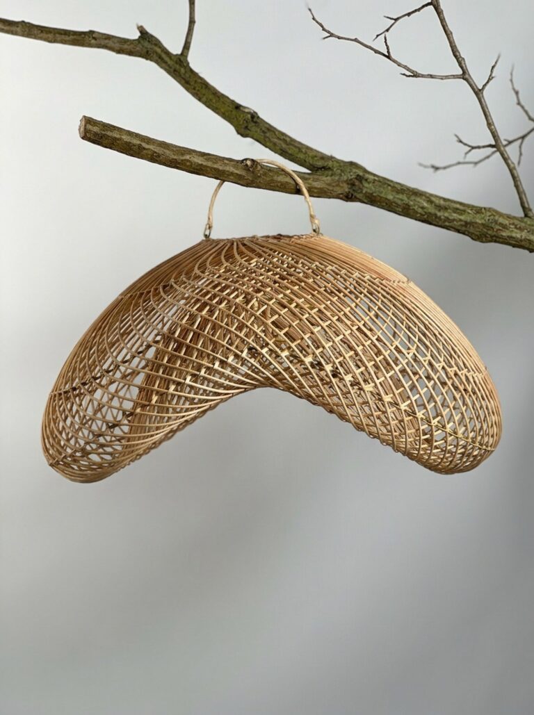 Pleciony klosz lampy z rattanu – naturalne oświetlenie w stylu boho i organicznym